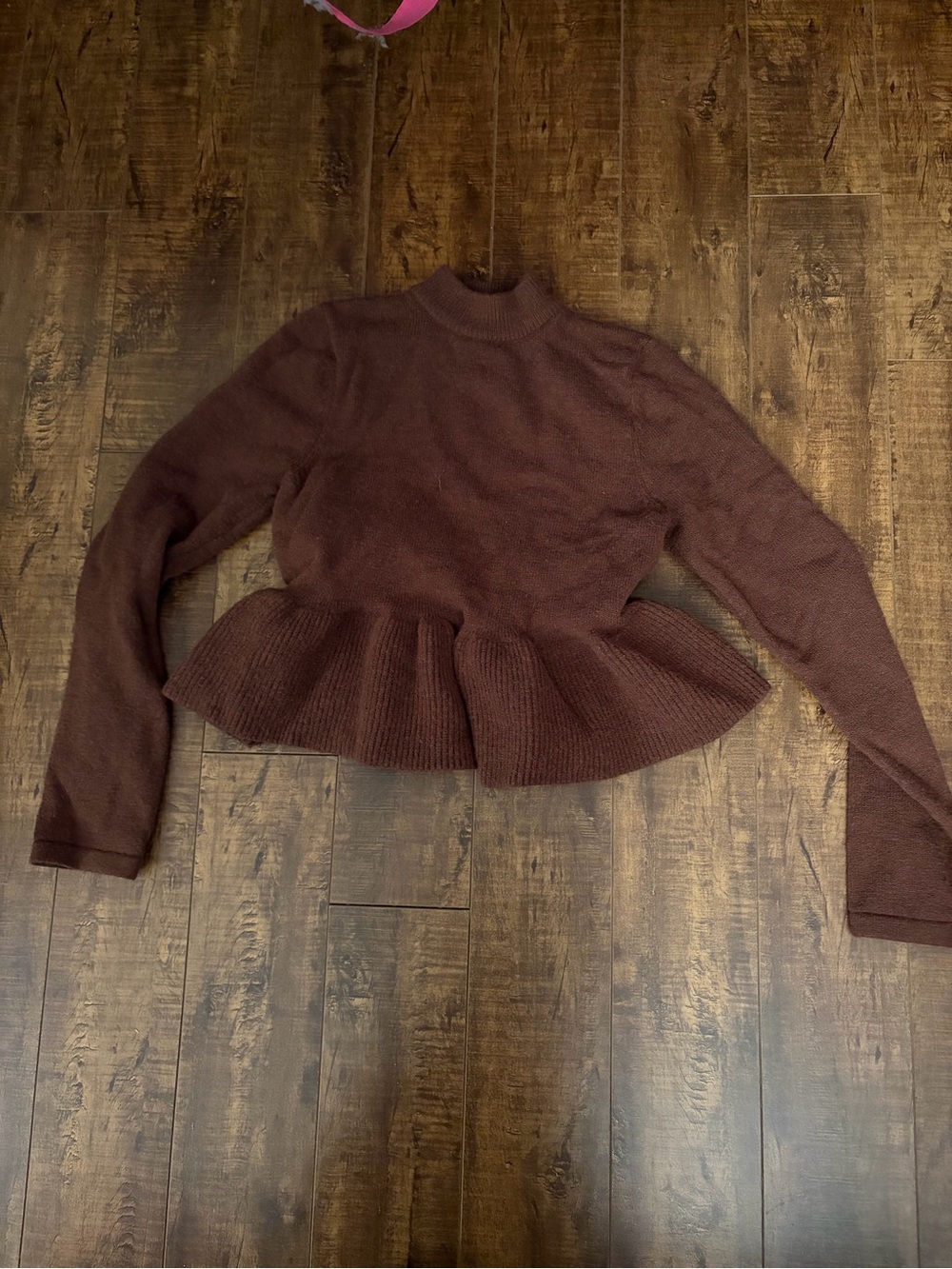 Missguided Chocolate Brown Peplum Mock Neck Sweater